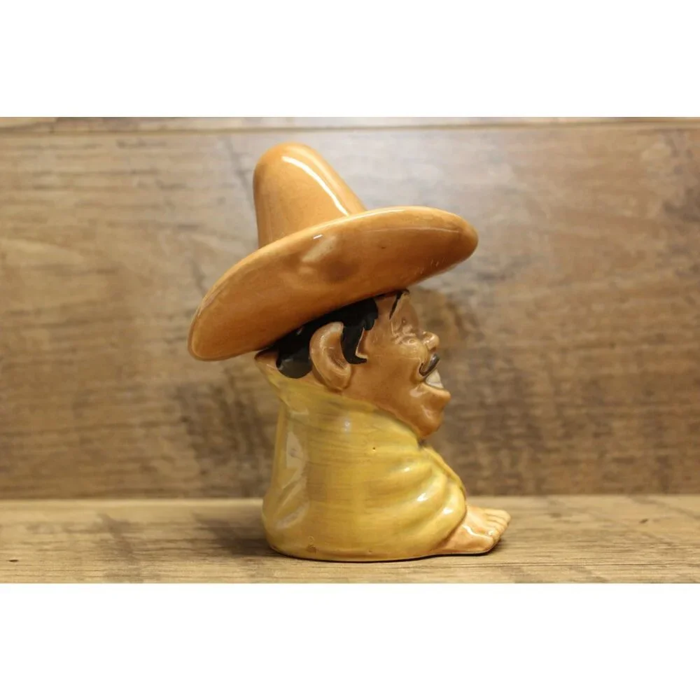Rossware Vintage Stackable Salt Pepper Shaker Mexican Man Glazed Size Medium‎